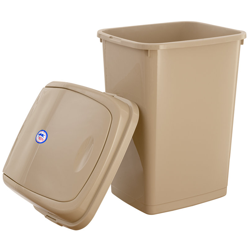 Poubelle à balançoire en plastique 13 gallons, Beige
