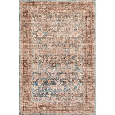 Meyden Bordered Traditional Washable Area Rug