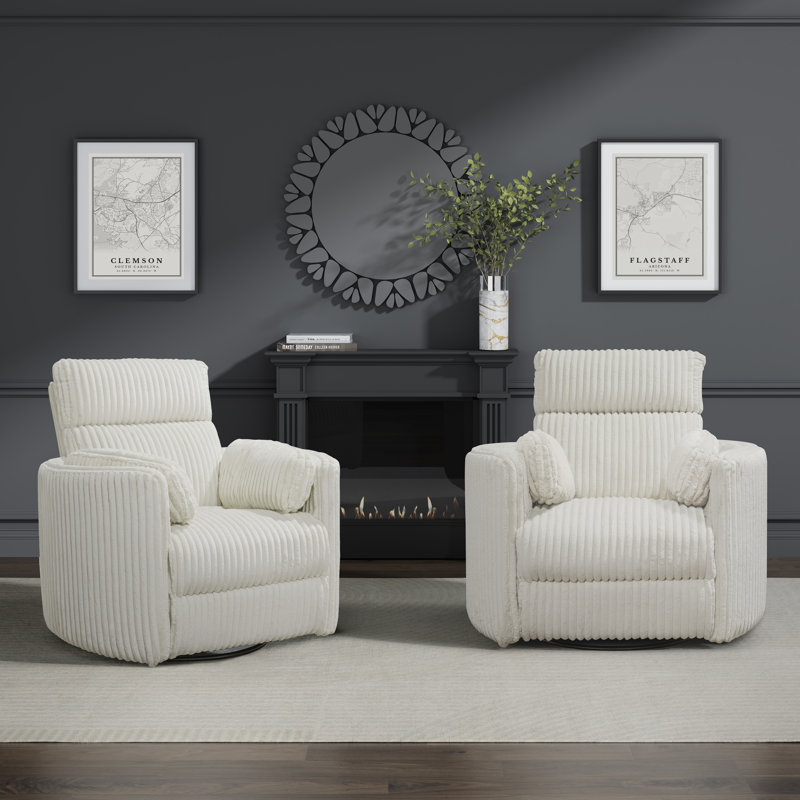 Bre 40" Wide Swivel Power Recliner, Mega Ivory