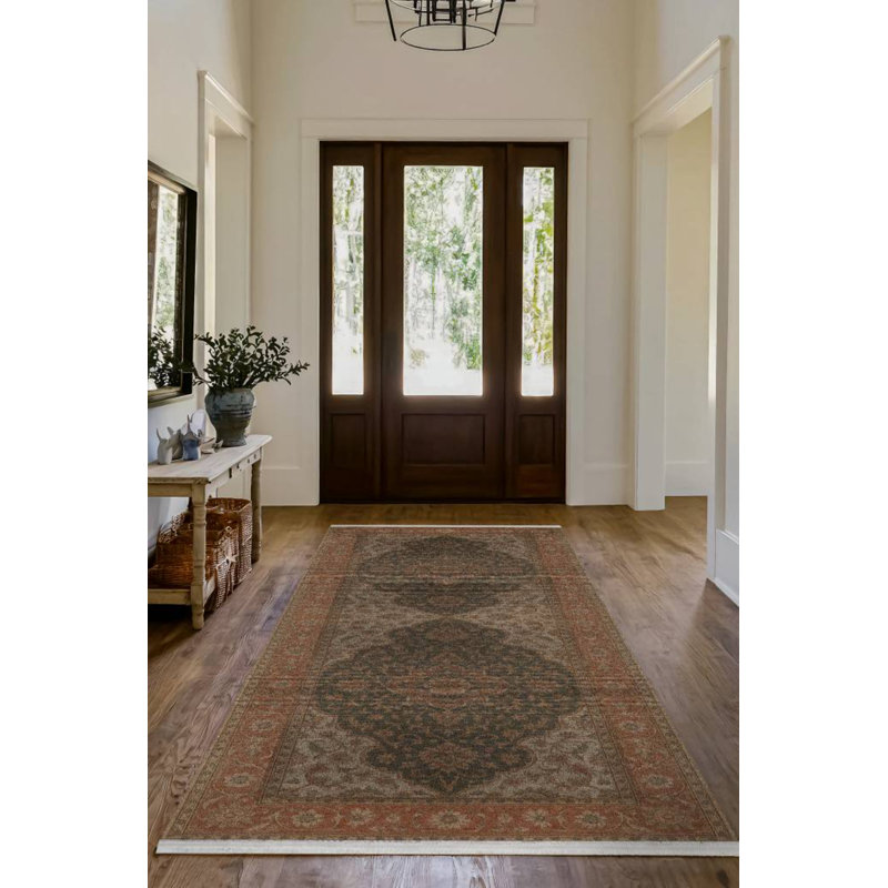 Tapis en coton et polyester à imprimé numérique Malika, Tapis de couloir 3 pi 4 po x 7 pi 3 po
