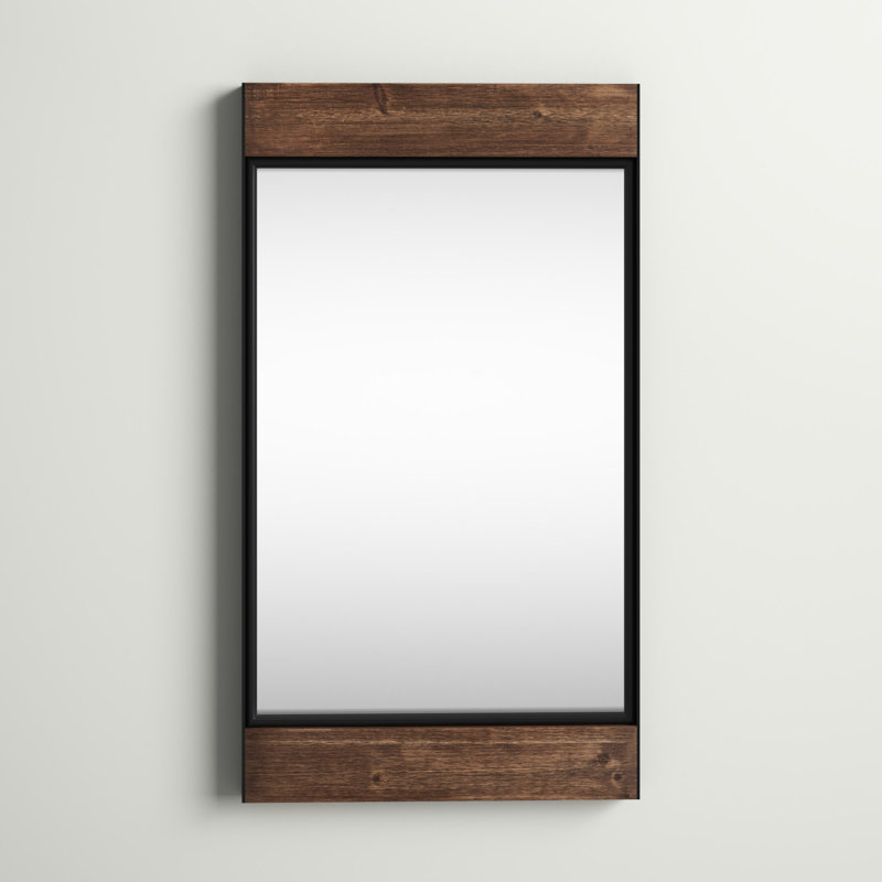 Rustic Brown and Black Rectangular Wood Wall Mirror