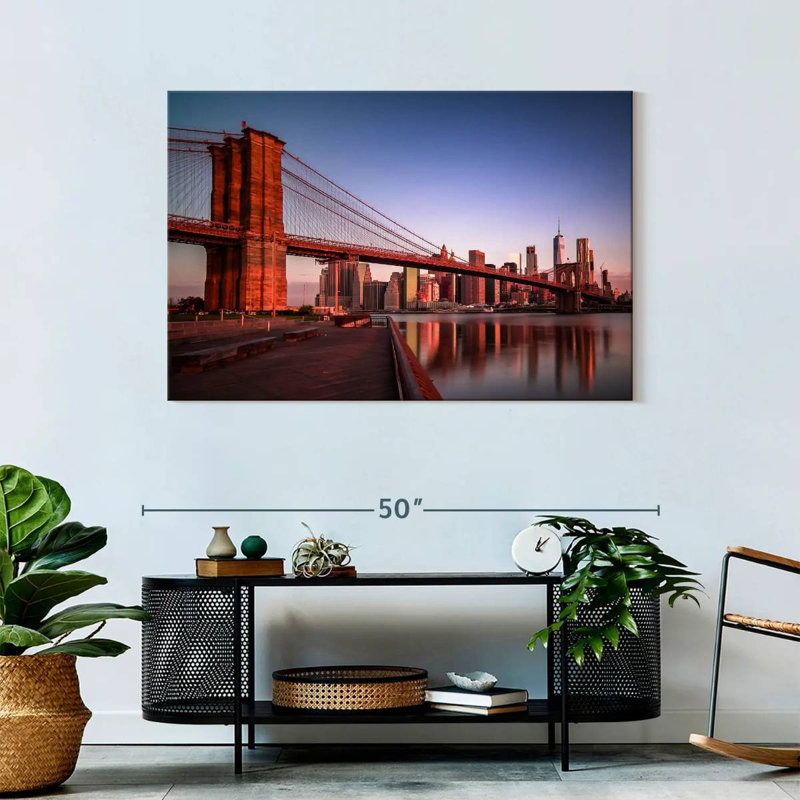 Lilie Brooklyn Bridge au lever du soleil, H 30 po x l 45 po