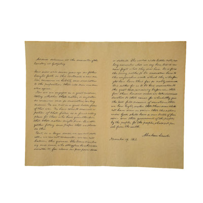 Document historique d’adresse gettysburg président abraham lincoln