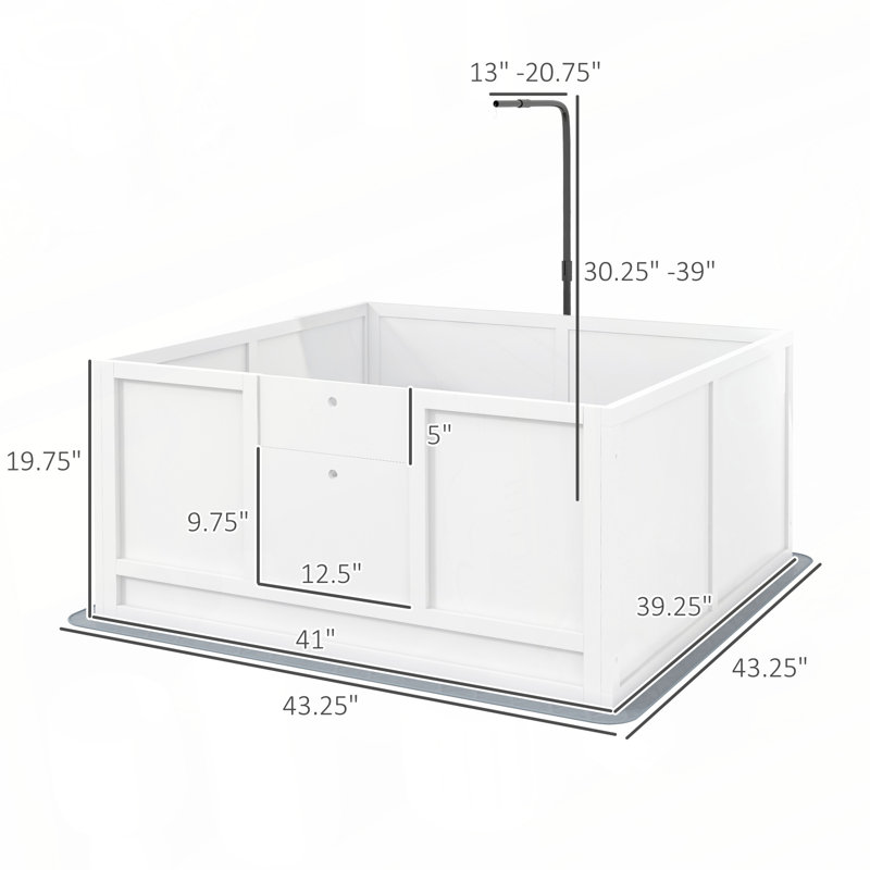 Boîte de mise bas pour chien avec support rétractable PawHut, H 19,75 po x l 39,25 po x P 41 po