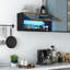 Porte d'armoire à épices noire pour salle à manger et cuisine - Étagère murale en panneaux de particules de 15 mm optimisant l'espace et offrant un design compact