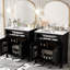 Meuble-lavabo 60 po, lavabos doubles, lavabos en céramique, tablette réglable, portes à fermeture silencieuse, tiroir rabattable-75115984