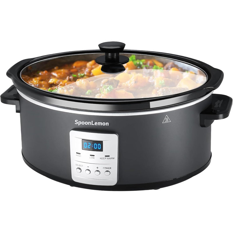 7 Quart Programmable Slow Cooker Digital 20H Timer & 3-Level Heat Settings Oval Ceramic Inner Pot