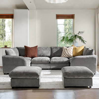 Terencio 128.5" Modern Storage Modular Sectional Sofa with Hassle-free Assembly 