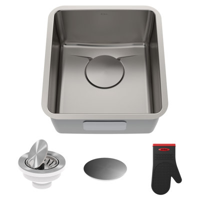 Évier de cuisine en acier inoxydable encastré à simple cuve en acier inoxydable de calibre TRU16 KRAUS Dex ™ ️ Series KRAUS avec DrainAssure WaterWay