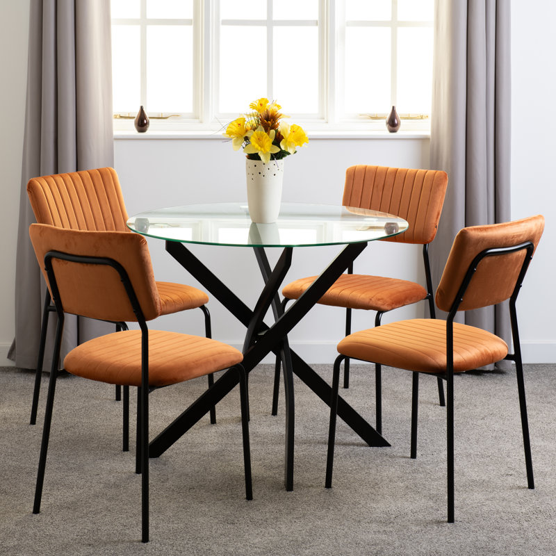Yelena 4 - Person Dining Set, Orange