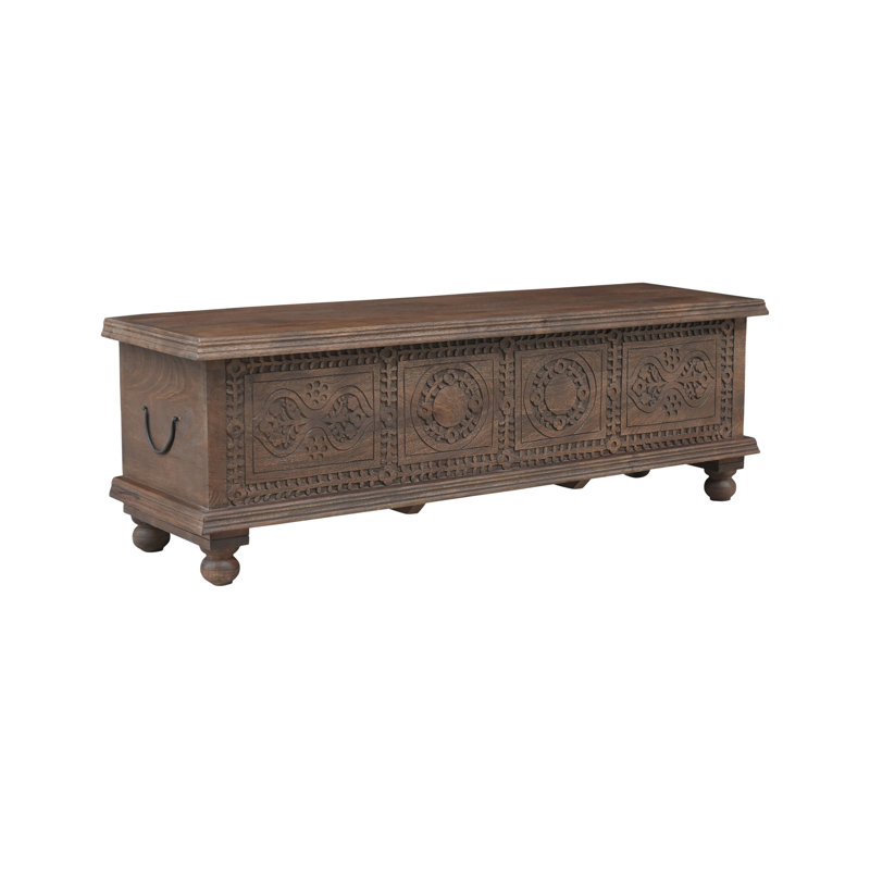 Banc de rangement sculpté Aarohi Bonney, Brun