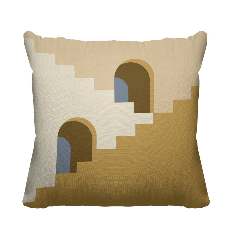 Coussin décoratif intérieur / extérieur Minimalist Architecture, L 15 po x H 15 po, Jaune
