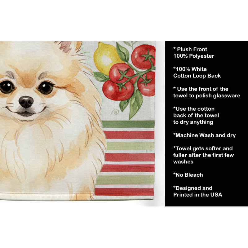 Serviette de cuisine crème Poméranien, Cream Pomeranian