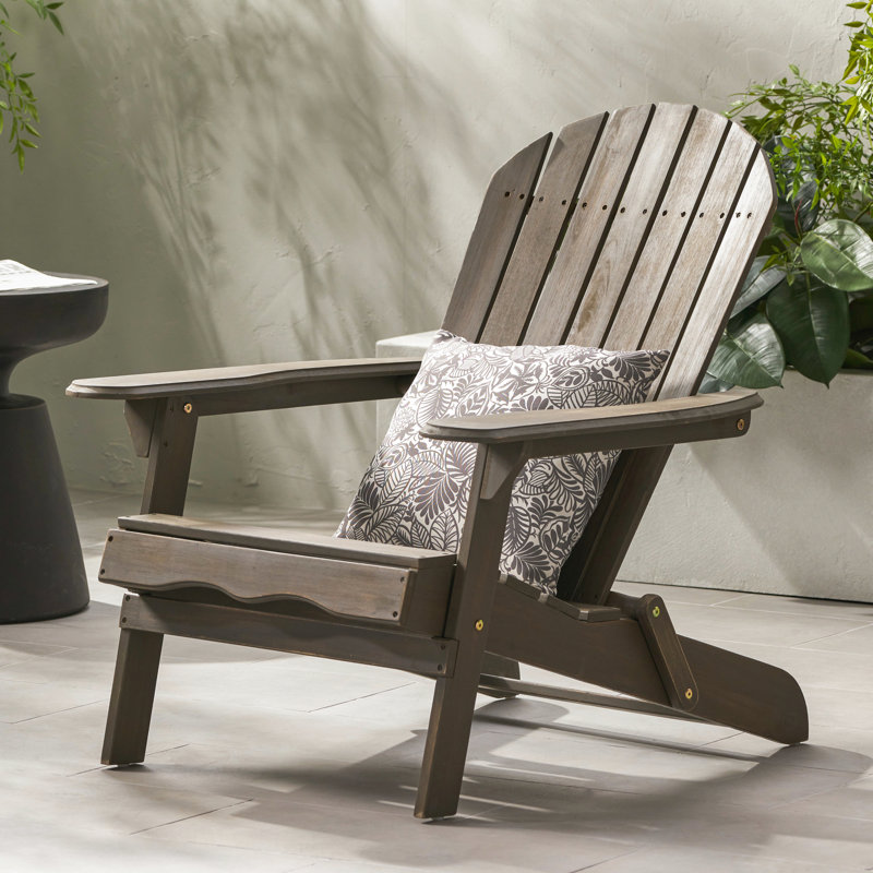Gray Wood Chair For Outdoor Use, Foldable To Maximize Storage Space Chair, Constructed With Wood,, Gray