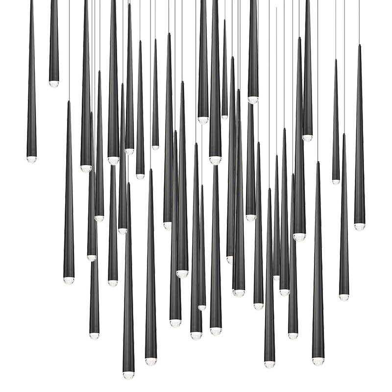 Luminaire suspendu Cascade, Noir, H 37 po x l 36 po x P 36 po, 41