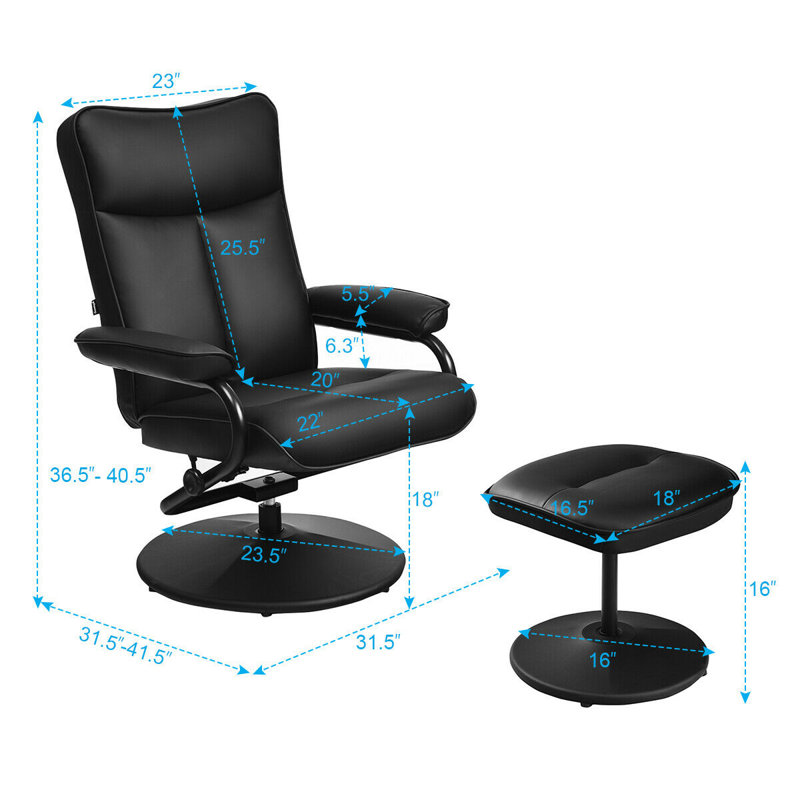Fauteuil inclinable ergonomique manuel avec repose-pieds Waugh de 31,5 po de largeur Waugh