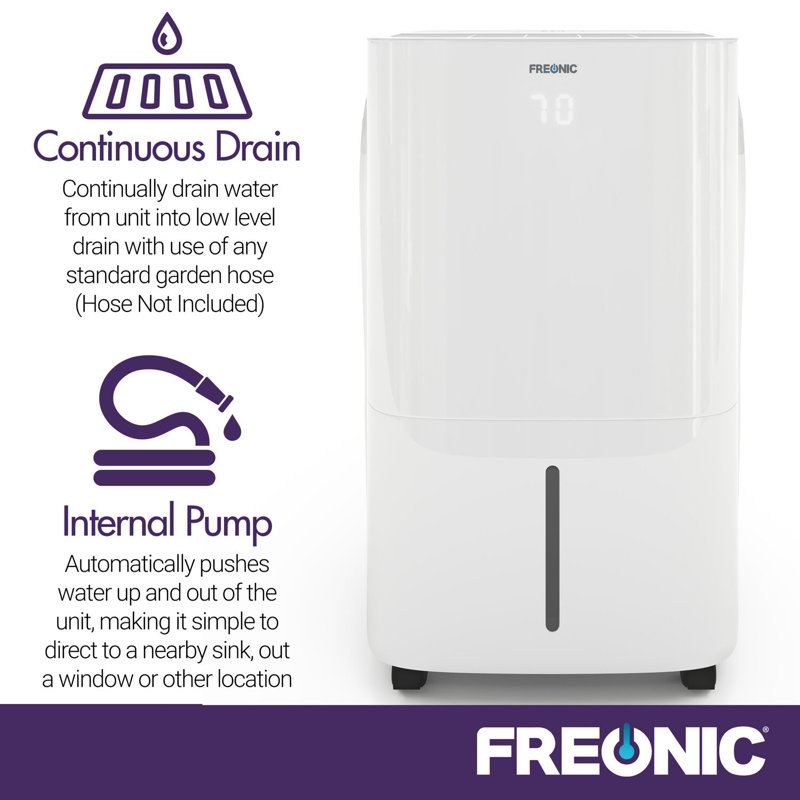 White Energy Star 50 Pint Dehumidifier with Built-In Pump