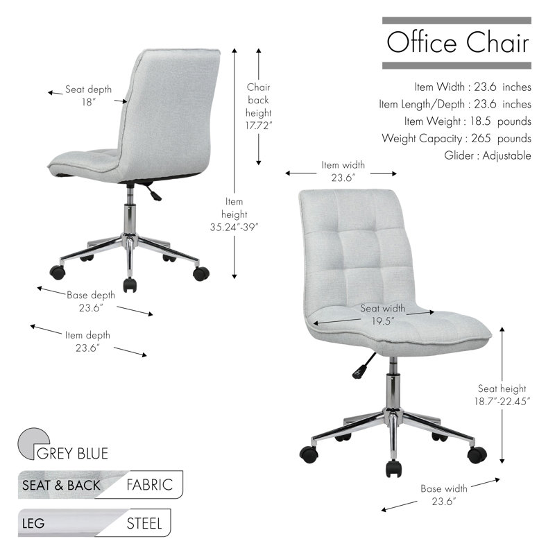 Andover Mills™ Geraghty Fabric Office Chair with Metal Base & Reviews | Wayfair