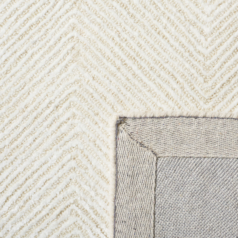 Tapis ivoire / beige en coton / laine touffeté à la main Keough, Tapis de couloir 2 pi 3 po x 8 pi