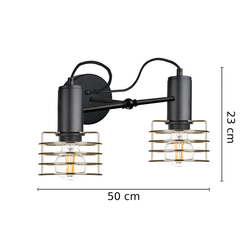 Odenville Steel Armed Sconce, Black/Gold, Gold
