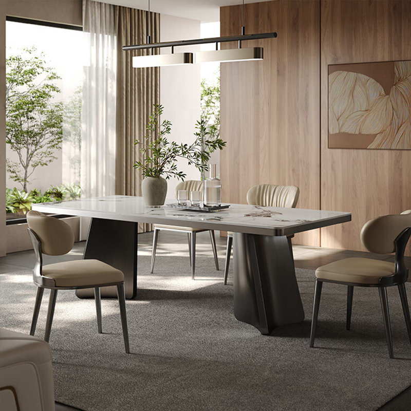 Light luxury modern rectangular dining table., 29.53"H x 62.99"L x 31.5"W