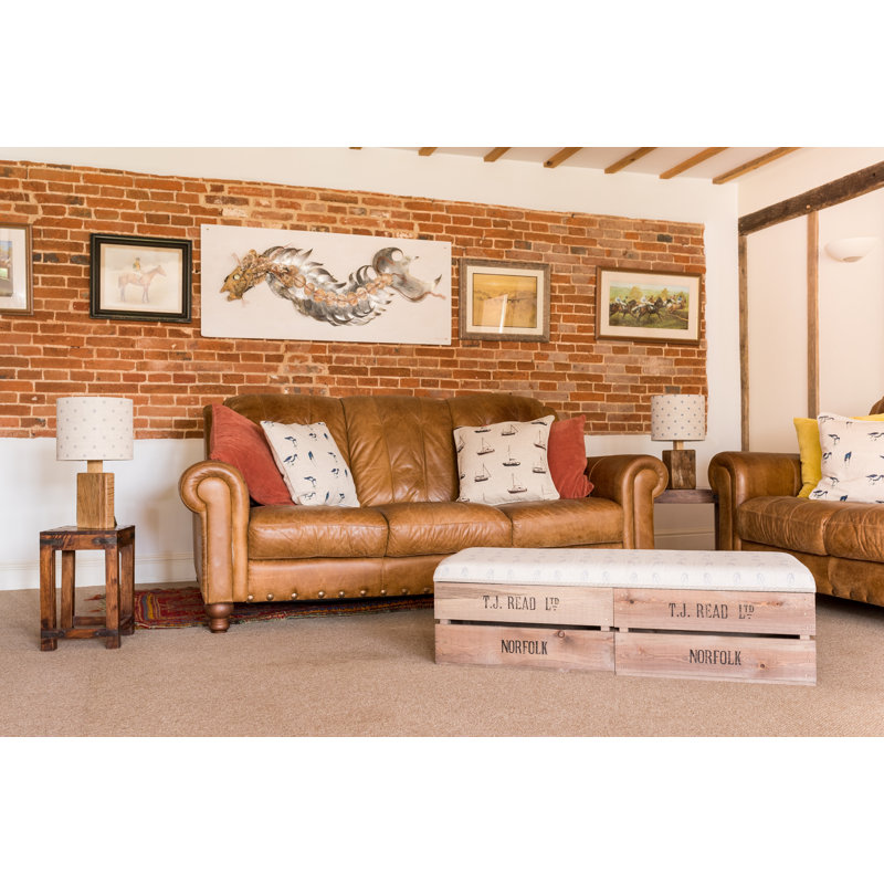 Betty Linen Blend Upholstered Storage Bench, Mustard Star