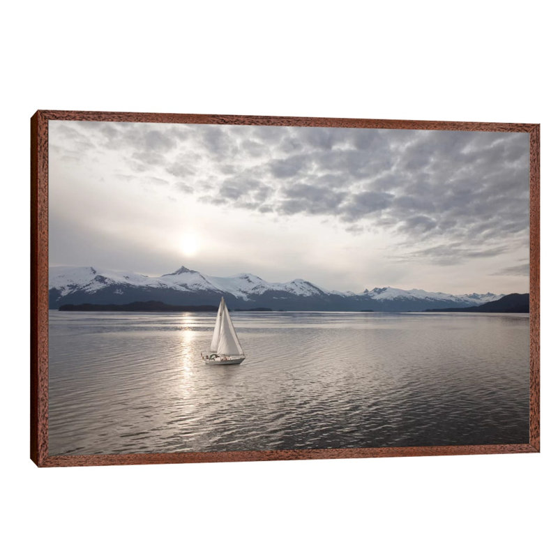 Sailing At Sunset, Alaska 09 by Monte Nagler - Print on Canvas, Brown Framed, 66.04 cm H x 45.72 cm W