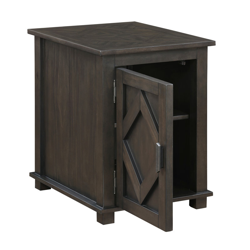 Table de chevet traditionnelle rustique avec tablette de rangement réglable au fini brun
