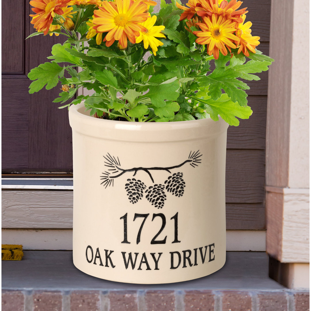 Woodlynne Personalized Pine Bough 1-Piece Ceramic Pot Planter August Grove® 