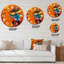 Horloge murale traditionnelle colibri bleu sur fond orange-93602142