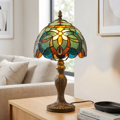 15" Baroque Tiffany Stained Glass Table Lamp (Bulb Included)