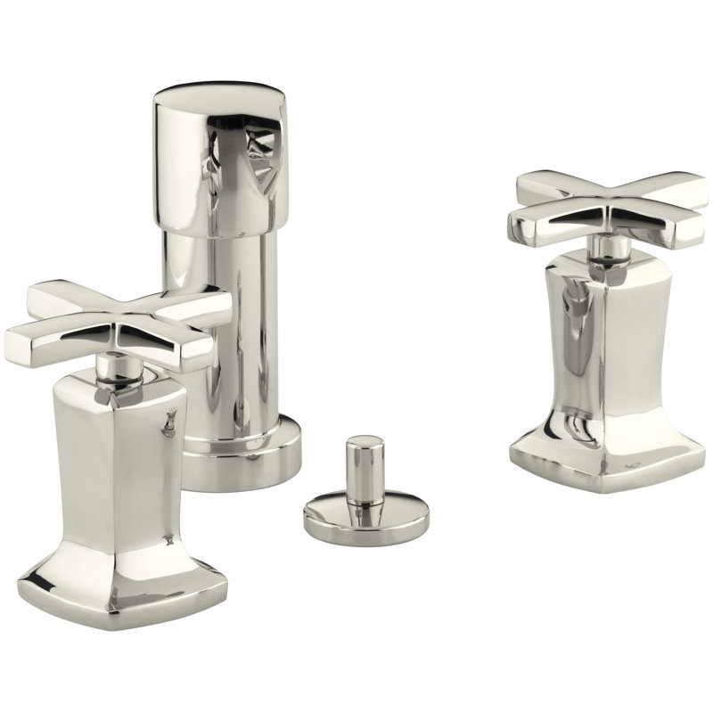 Margaux Vertical Spray Bidet Faucet with Cross Handles, Vibrant Polished Nickel