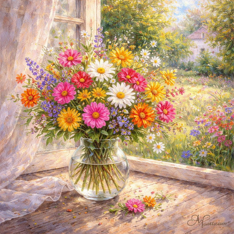 Art floral sur toile V, L 20 po x H 20 po x P 1,5 po