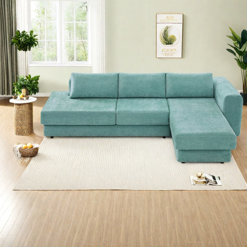 Compression Sectionals, 113 Inch Chenille Modern L Shape Home Sofa