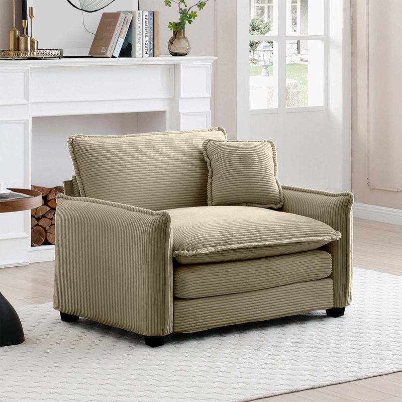 Canapé confortable à assise profonde simple avec un oreiller pour le salon, Chameau