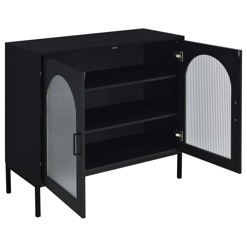 Armoire décorative en verre cannelé à 2 portes Jess