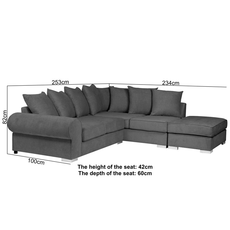 Mahan Corner Sofa, Right Hand Facing, Graphite