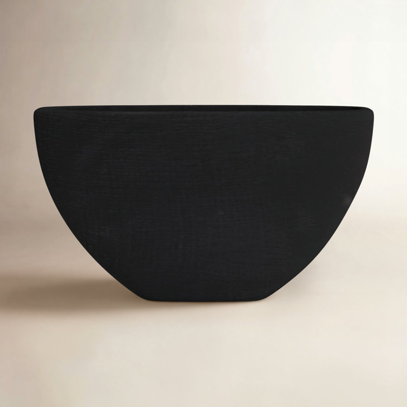 Handmade Ceramic Pot Planter, Black, 5.75" H x 10.25" W x 2.5" D