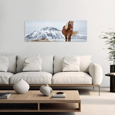 «Wild Islandic Winter Winter», cheval contemporain abstrait, paysage de montagne, art mural