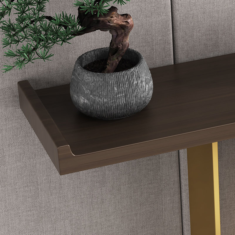 Modern Minimalist Console Table, Champagne Gold, Brown, 33.46" H x 47.24" W x 11.81" D