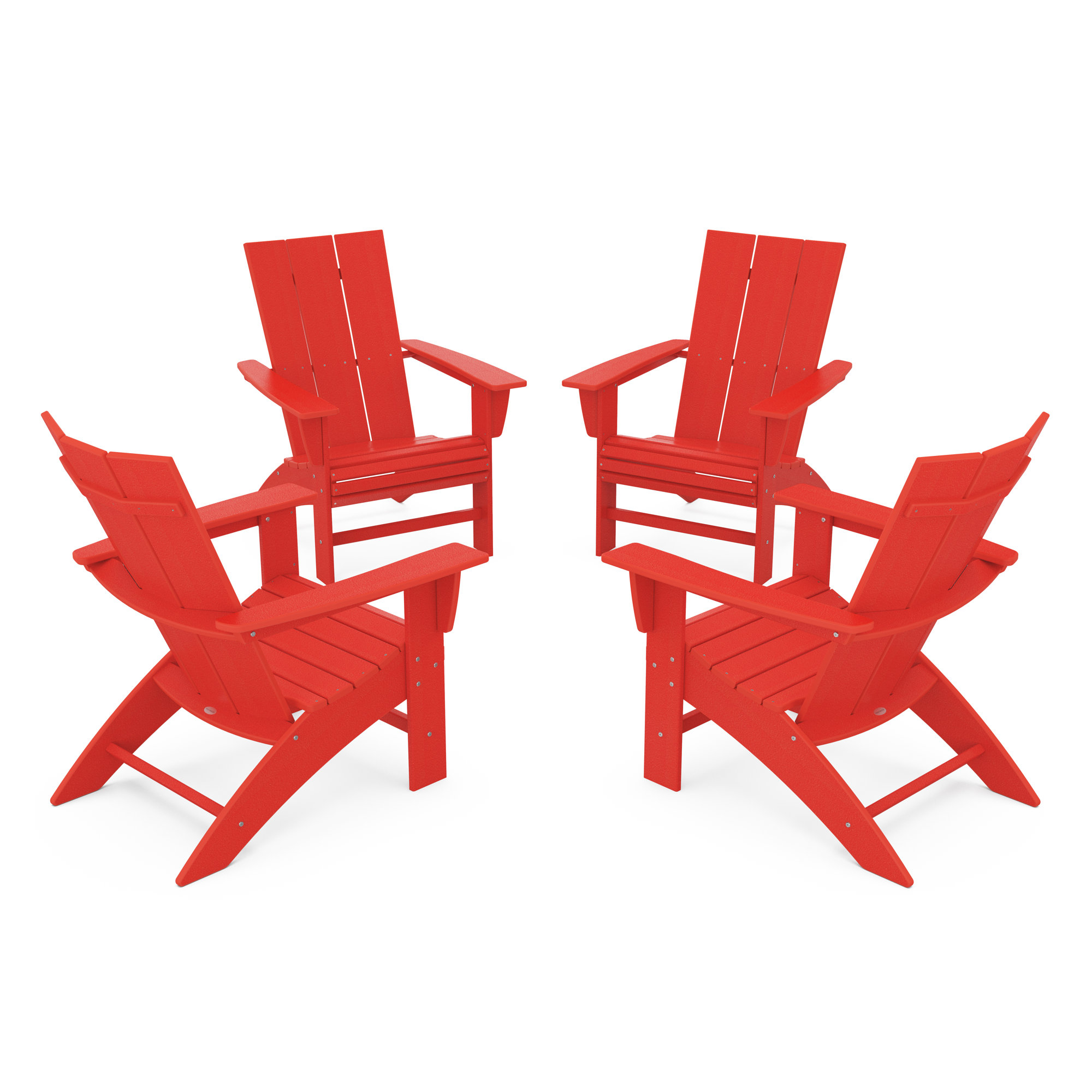POLYWOOD Modern Plastic Adirondack Chair, Sunset Red