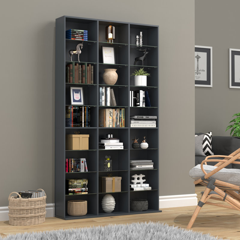 Renecia 181cm H x 102cm W Standard Bookcase, Anthracite