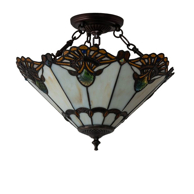 Shell With Jewels 3 - Light Semi Flush Mount