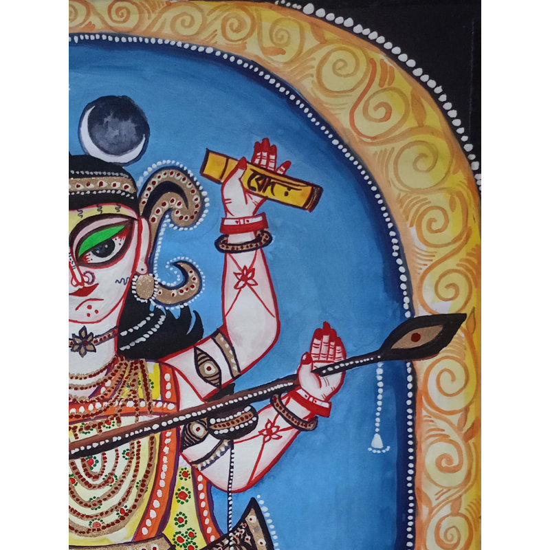 Déesse Saraswati, peinture | Couleur de l'affiche | Par Soumick Das