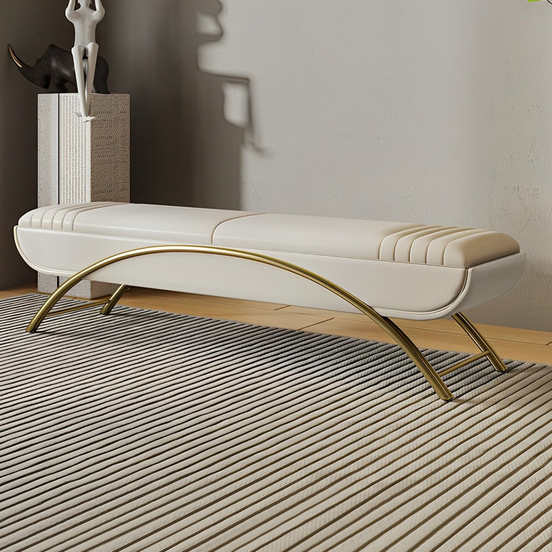 Italian Light Luxury Bed End Stool Storage Stool Upholstered Storage Bench, 18.5" H x 70.86" W x 16.92" D, Off-White