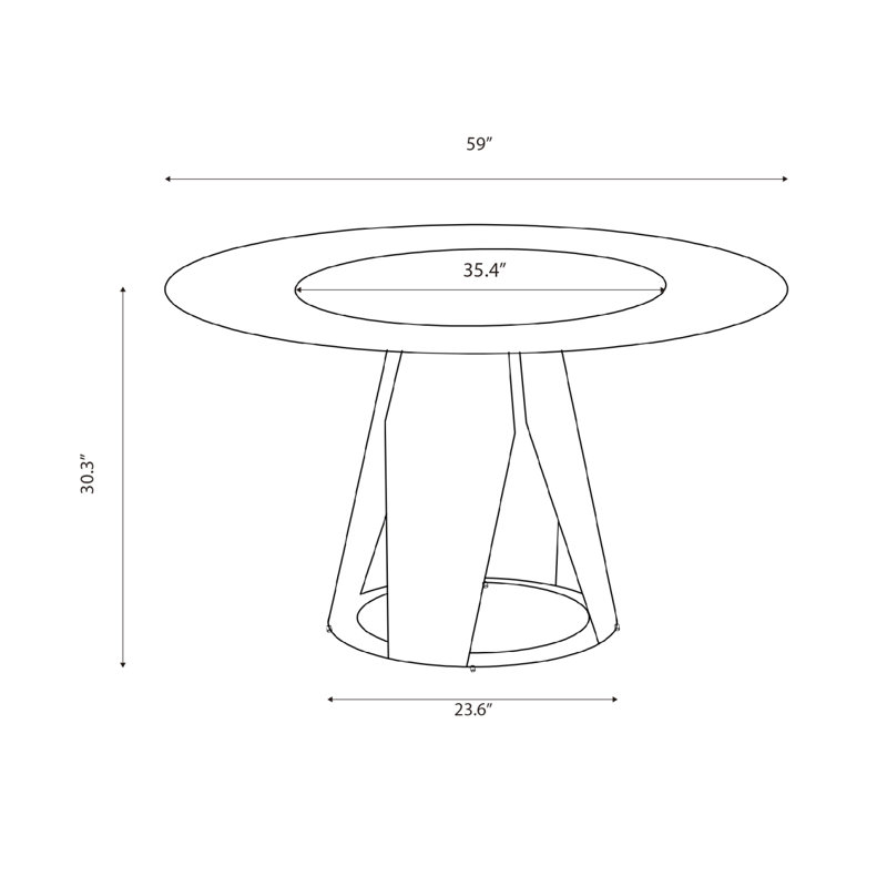 Table de salle à manger moderne en pierre frittée 59 po avec table tournante ronde de 35,4 po pour 6 à 8 personnes avec piédestal en métal exquis
