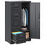 Classeur vertical en métal 4 tiroirs avec verrou Mak Peace | Armoire de rangement pour bureau personnel pour suspendre des dossiers de format légal / lettre / A4 avec porte verrouillable, noir, assemblage requis-583939941