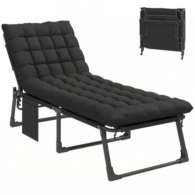 Cozy Recliner Chair,Outdoor Lounge Chair, 1, Black
