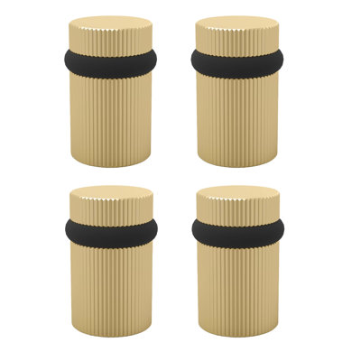 Mega Handles Linear Floor Door Stopper, Quickly Installed Wall Protector, Wall Protectors from Door Knobs, Floor Door Stop with Mounting Hardware Included - Satin Brass - 2 Inch