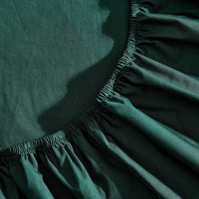 Ensemble de draps en percale de coton 200 fils Bradford, Ensemble de draps pour lit simple TG avec 1 taie d, Vert uni
